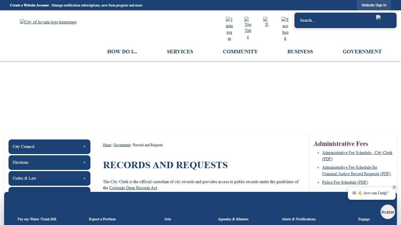 Records and Requests | Arvada, CO